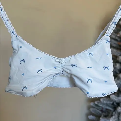 SKIMS Picot Skimpy Scoop Bralette NWOT size XXS blue bows lace