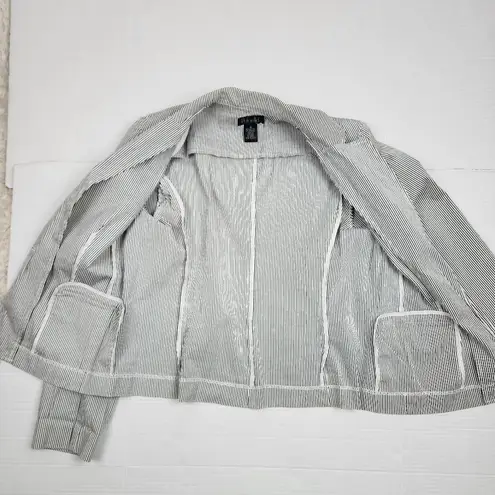 Rafaella Black White Striped Stretch Cotton Blend Blazer Jacket Size 12