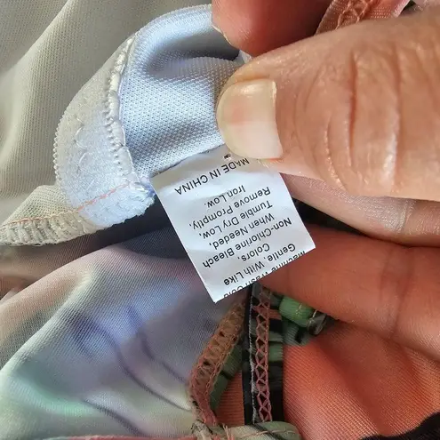 One Piece Pink Leafy Lace Up Cross Back Spaghetti Strap Swimsuit Size Medium