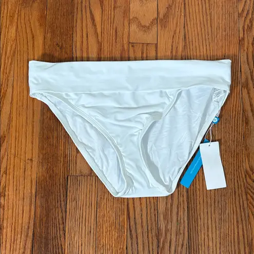 Bleu Rod Beattie Bleu by Rod Beattie Foldover Hipster Bikini Bottoms Swimsuit White 8 NWT- flaw