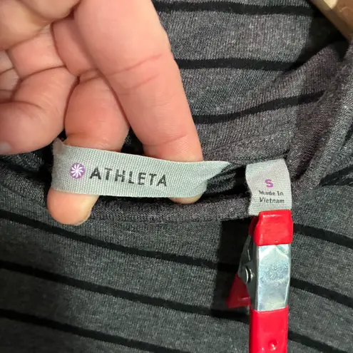 Athleta  Striped Turtleneck Long Sleeve Top Gray Black Size S