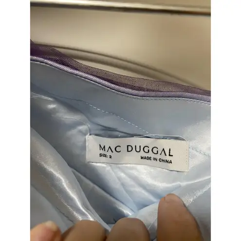 Mac Duggal 20377 Dress Womens 2 Purple One Shoulder Tulle Glitter Gown Prom Even