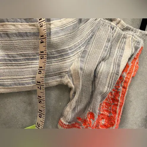 Blue Island Size M Cotton Blue Stripe Neon Embroidered Mini Sun Dress