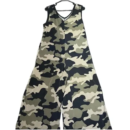 LuLaRoe  Wide Leg Jumpsuit Womens Medium Camouflage Sleeveless V Neck Casual thumbnail 3