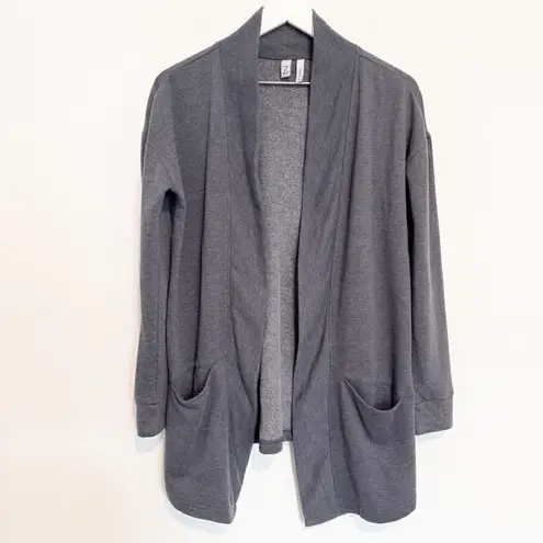 Zella  Love Open Front Mid Length Cardigan in Dark Gray Loungewear Casual Size XS