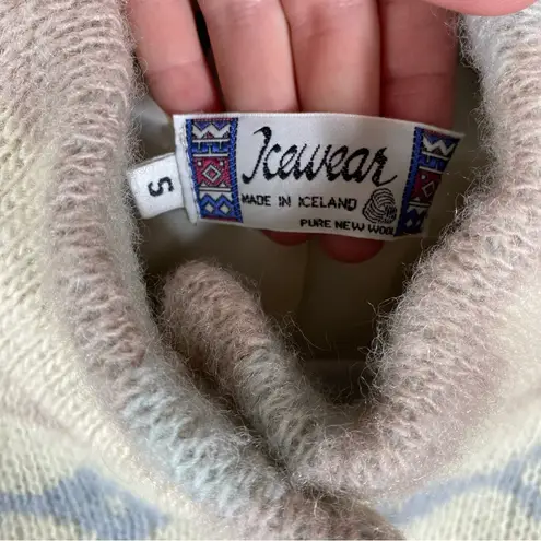 Vintage Icewear Wool Coat Pastel Aztec Southwestern Made in Iceland size small Tan