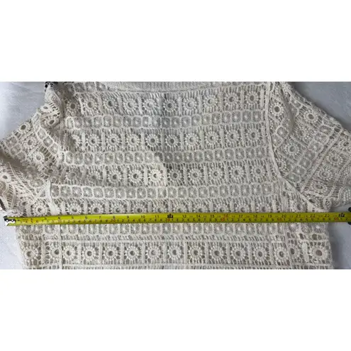 Liverpool Cream Crochet Lace Kimono Cardigan Boho Summer Beach Cover Up Size L