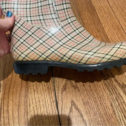 Lower East Side  Checkered Plaid Rain Boots Size 9