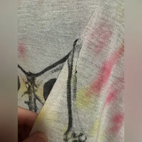 Handmade Style Stalker Pink and Yellow Grunge Skull Tee size 6