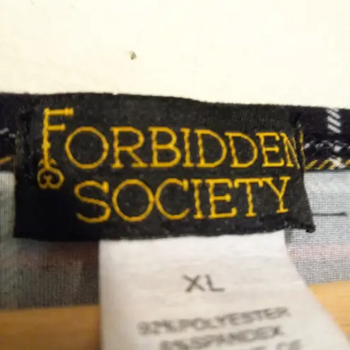 Forbidden Society Plaid V-Neck Pullover Top-Size XL-Long Sleeve-Academia-Grunge