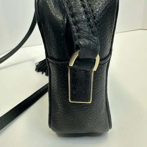 Kate Spade  New York Black Pebbled Leather Crossbody Bag with Tassel