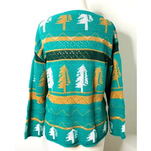 Green Pine Tree Holiday Sweater Winter Knit Pullover Casual Festive Jumper Sz L Size L