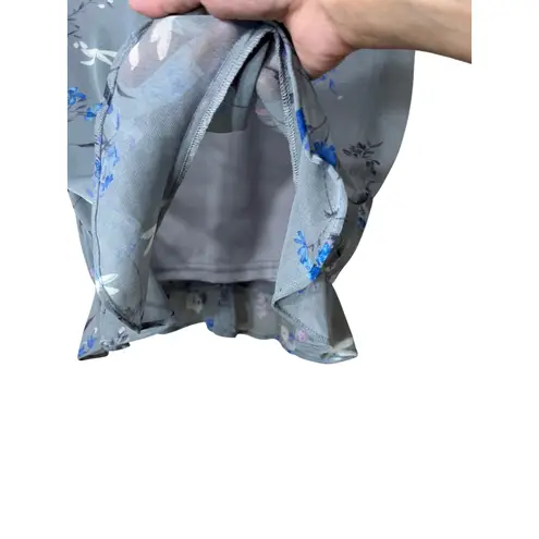 Vintage Jay Jacobs Y2K Floral Skirt Set Size M Blue Purple Ruffle Hem Sleeveless Gray Size M