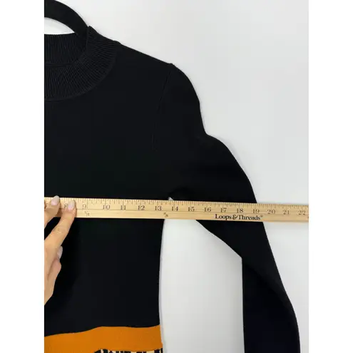 Eliza J Colorblock Leopard Print Sweater Dress Black Tan Midi Knit Size S