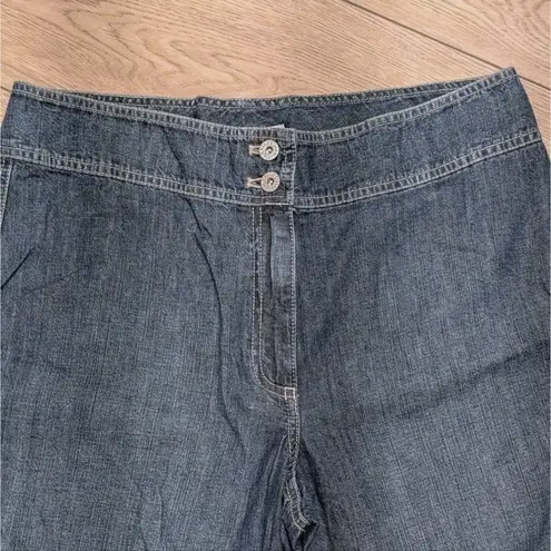 Chico's  Platinum Jeans 2 Large 12 Denim Wide Leg Gauchos Crop Pants NWT NEW‎