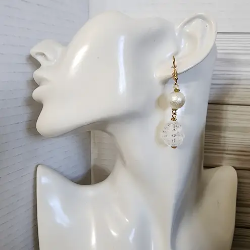 Gold Mixed Media Statement Necklace and Earrings Set