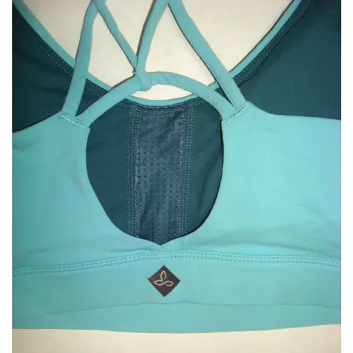 NWT Womens Aqua Blue L Every Day PrAna Yoga Pilates Strappy Top Bra New Gym Cup Size L