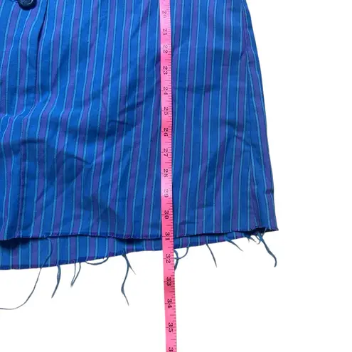 60s vintage Blue Striped Long Sleeve Mini Dress Homemade Small