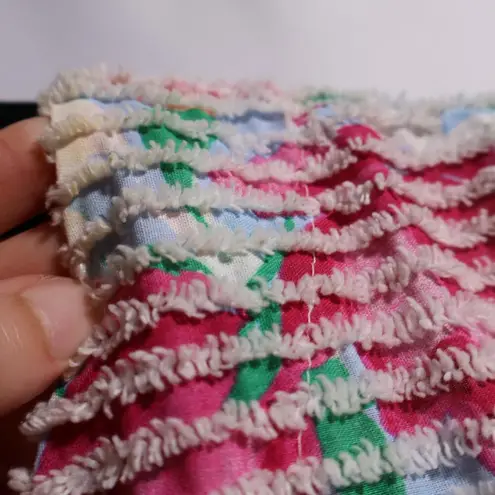 VTG Herbcraft Floral Chenille Short Sleeve House Coat Pockets Cottage USA Made L Size L