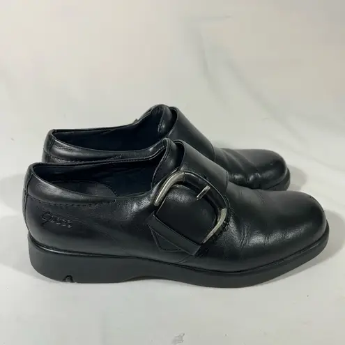 Ecco LEATHER MONK STRAP WOMEN SLIP ON LOAFER BUCKLE BLACK EU 38 SZ 7.5-8 PREOWN