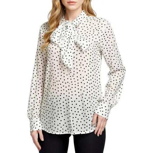 EMERSON FRY Ribbons Blouse, Ivory Dot, Large White