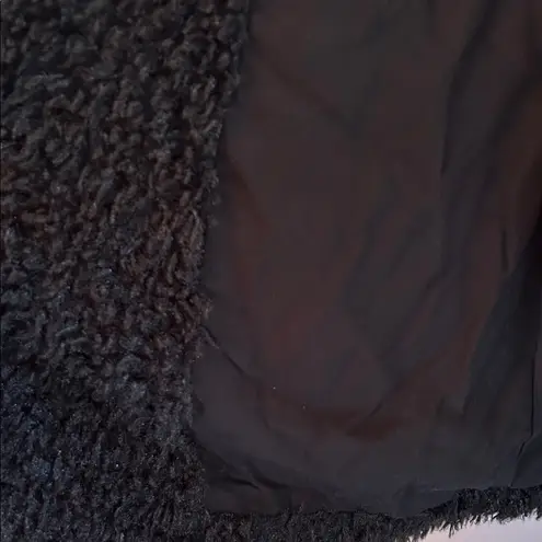 Elodie Black Fuzzy Teddy Bear Faux Fur Open Front Jacket Size XS