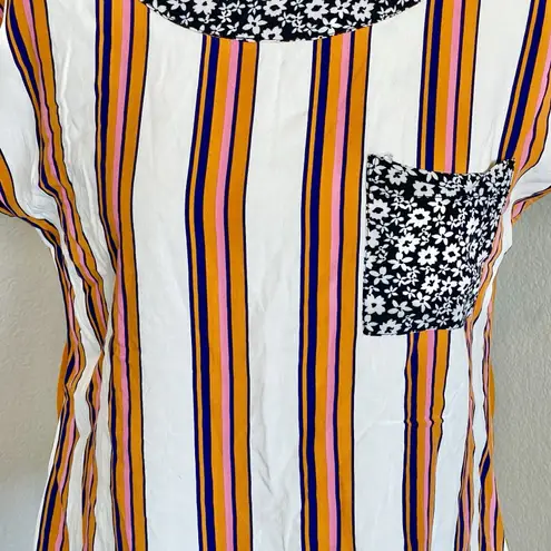 Porridge Women’s Blouse Sz Small Short Sleeve Striped Preppy Fall Autumn Retro