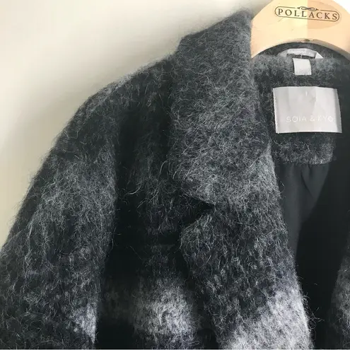 SOIA & KYO Alpaca, Mohair, Wool Blend Long Peacoat Grey Black size S