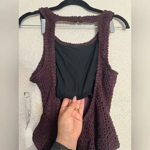 Baja blue 14 Festival Beach open back Swimsuit Bikini Crochet brown NWT