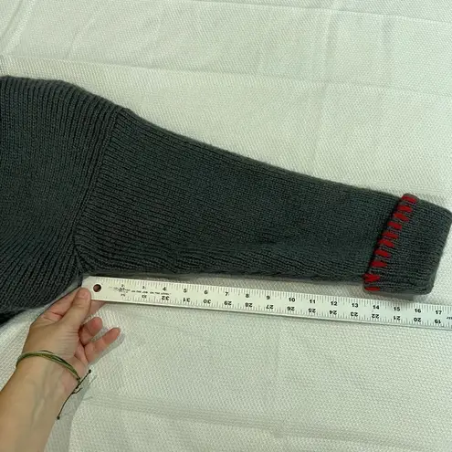 Forenza Vintage Gray Red Large Seams Heavy Open Cardigan