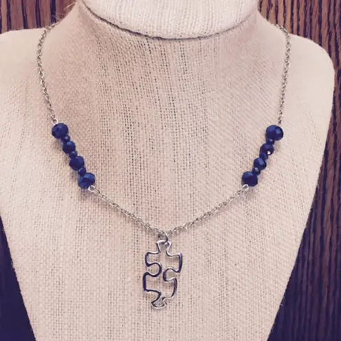 Puzzle Piece Blue Jewel Necklace