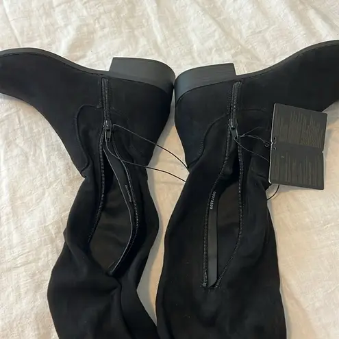 Forever 21 NWT  Faux Suede Over the Knee Boots Black Size 8