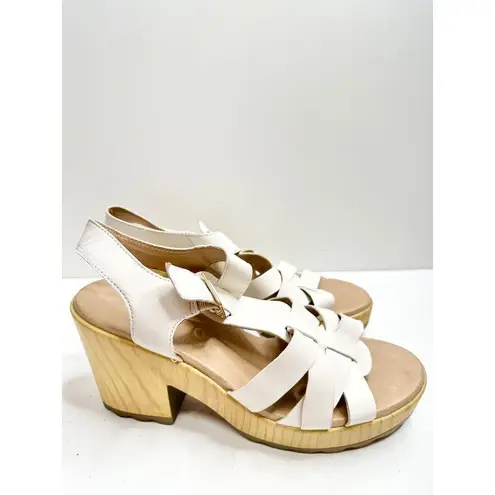 Dr. Scholl’s Sandals Size 9.5 White Leather Open Toe Platform Shoes Buckle
