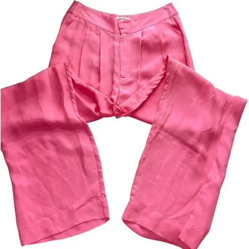 Ena Pelly Lillian Cupro Pleated Wide Leg Trousers Pink Size undefined