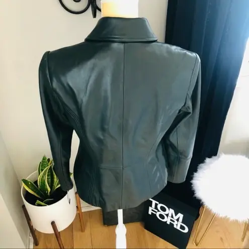 Preston & York Preston & York Lambskin Leather Moto Jacket, Luxurious, Dark Green, Small, NWT
