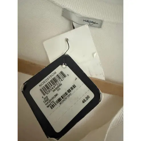 Halogen  Women's White 3/4 Sleeve Lightweight Viscose Blend Button Cardigan NWT