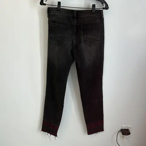 Driftwood  Jackie Washed Black Embroidered Raw Hem Jeans