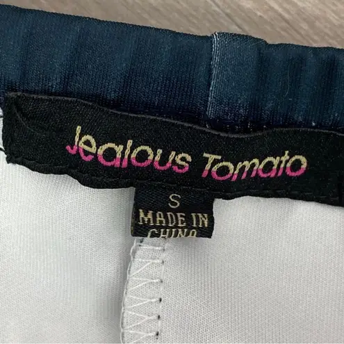 Jealous Tomato Tropical Print Bodycon Sheath Dress Red Blue Small Off Shoulder