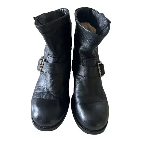 Jimmy Choo Black Leather Moto Biker Boots Size 37