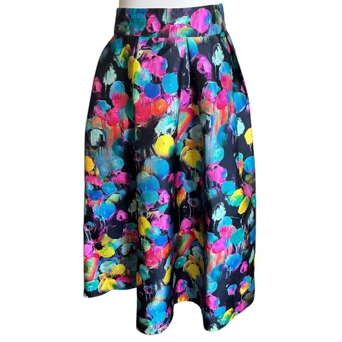 AQUA Kerri Rosenthal Skirt M Exclusive Limited Edition Bloomingdales Paint Print Black Size M