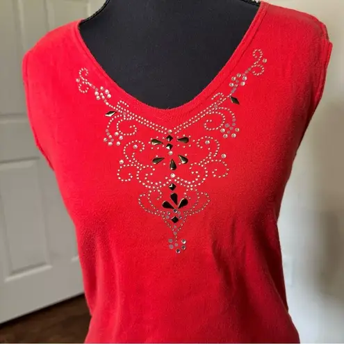 Update Embellished Sleeveless Tank Top Red Size M