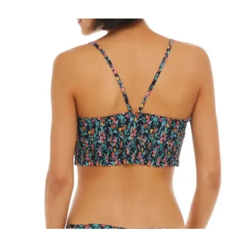 Body Glove Small Elora Bikini Swim Top Smocked Bandeau Lined Bra Floral Abloom