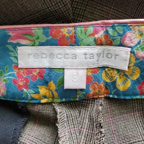 Rebecca Taylor Wide-Leg Plaid Pants Brown Size 8