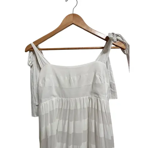 Zimmermann Women's Rosa striped midi Dress size 3 tie shoulder cream cotton