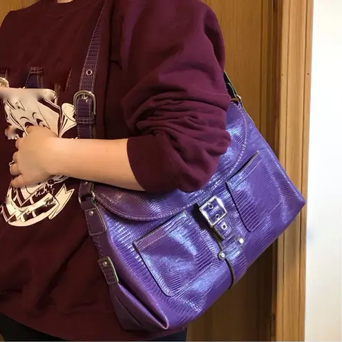 Valerie Stevens Purple Shoulder Bag with Sturdy Handles and Smooth Finish