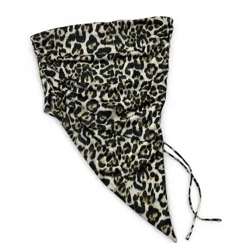 Mixed Threads Leopard Print Ruched Halter Top Scarf Bandana Top Women XL