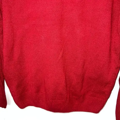 Lisa International Red Penguin Christmas Sweater Sequins and 3D Pom Poms Sz L Red Size L