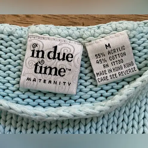 Vintage In Due Time Maternity Sz M Powder Blue Sleeveless Chunky Knit Sweater