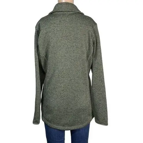 Eddie Bauer Womens Pea Coat Jacket Mid Weight Knit Button Closure Green Medium