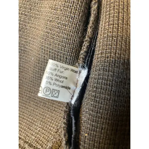 Luisa Spagnoli Brown Wool Angora Blend Fur Trimmed Knit Jacket Size M Size M